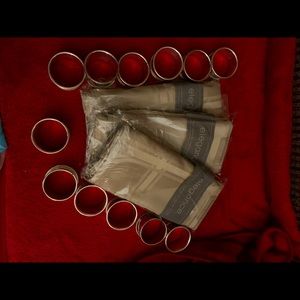 12 Elegance Napkins and 12 Silver plated Napkin Rings